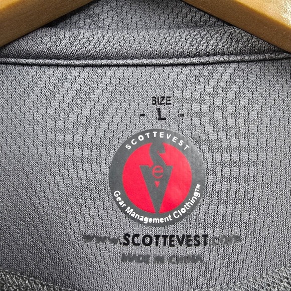 Scottevest Mens Tech Long Sleeve Pullover Shirt Size L Gray Travel Utility - Picture 5 of 14